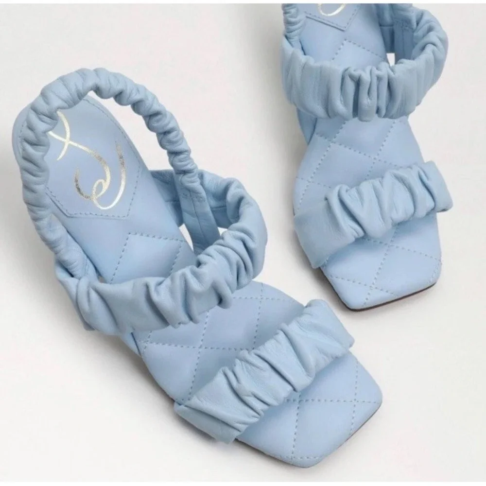 Sam Edelman Marlena Padded Strap Heel- Riviera Blue‎ Leather 7 M NIB